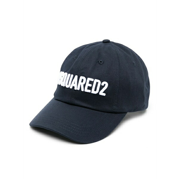 ディースクエアード メンズ かぶり笠 佩び物 Logo-embroidered cotton cap Blue