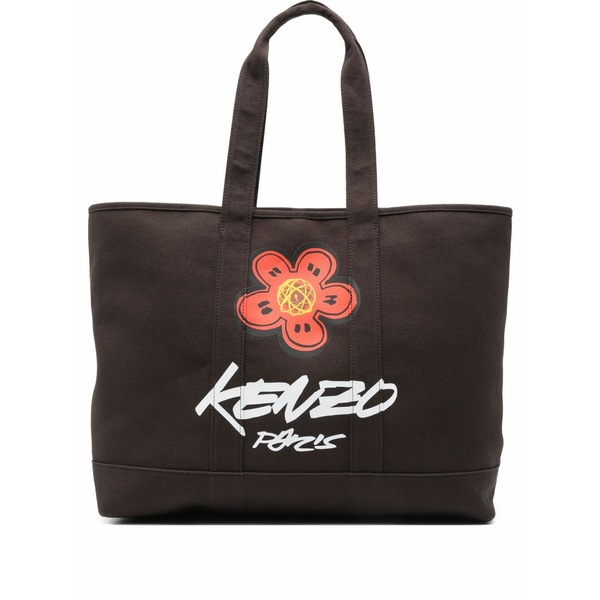 ケンゾー メンズ トートバッグ 御徒面子 X futura 2000 kenzo utility boke flower-print tote bag Brown