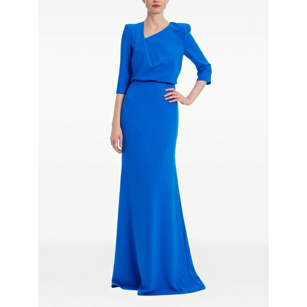 バッジェリーミシュカ レディース ワンピース トップス Draped elbow-sleeve gown Blue｜asty 125,900円