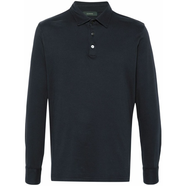 ザノーネ メンズ スポーツシャツ トップス Interlock polo shirt Blue ポロシャツ-メンズファッション-トップス