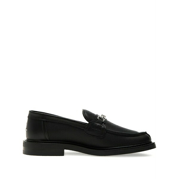 フィリングピース メンズ スリッポン・ローファー シューズ Chain-link perforated loafers Black