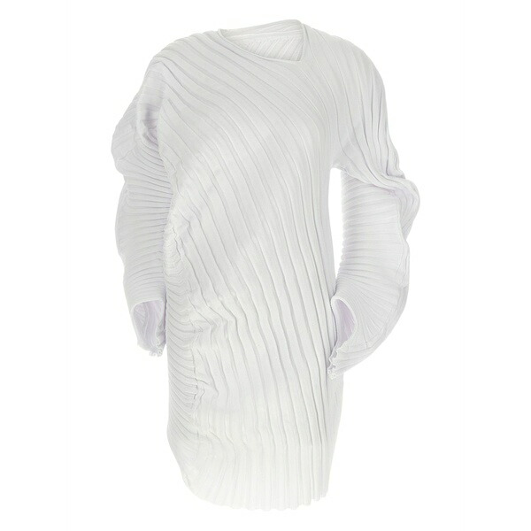イッセイミヤケ レディース ティーシャツ トップス Ribbed asymmetrical top White レディースファッション-トップス-シャツ・ブラウス