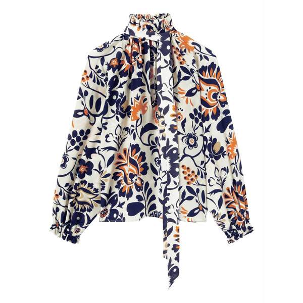 ラ・ダブル・ジェイ レディース シャツ トップス Cerere ruffled high-neck blouse White|asty