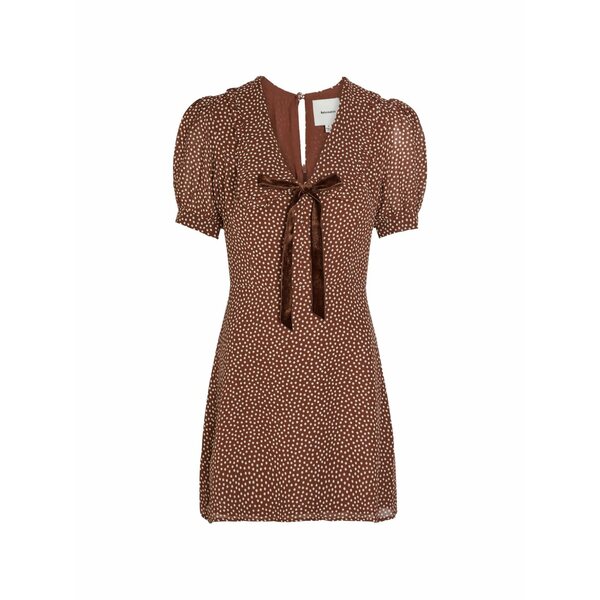 リフォメーション レディース 衣装 トップス Polka-dot ruffled mini dress Brown レディースファッション-スーツ・セットアップ