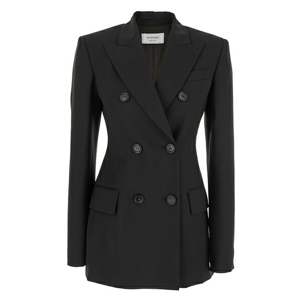 運動競技マックス レディース 上衣＆上衣 アウター Adamo double-breasted tailored blazer Black