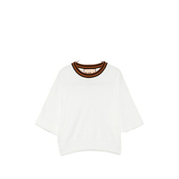 プランシー レディース ティーシャツ トップス Stripe-trim short-sleeve top White