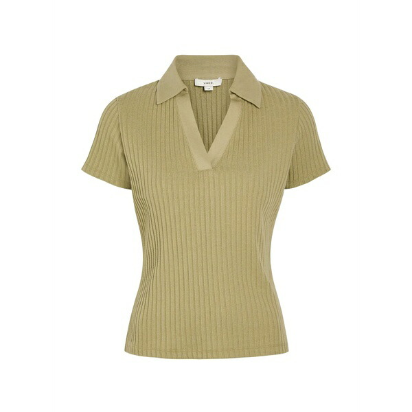 ヴィンス レディース プルオーバー トップス Ribbed v-neck top Green