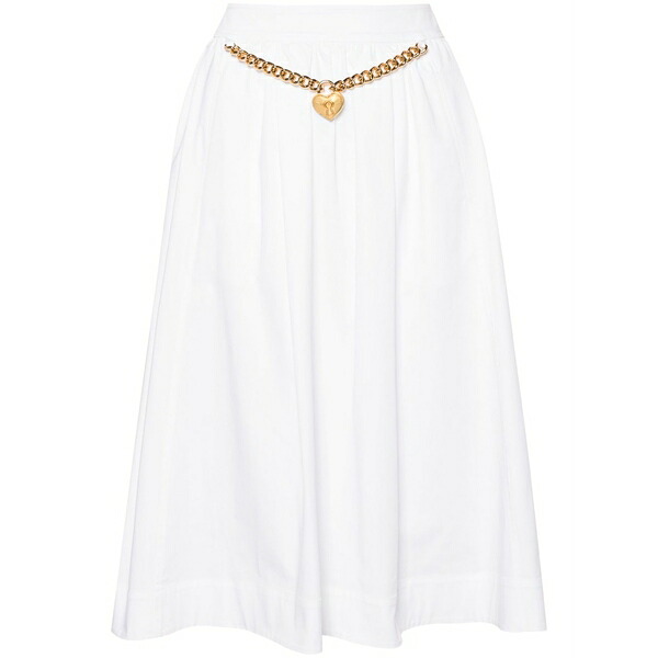 モスキーノ レディース スカート ボトムス Heart-charm ruched midi skirt White｜asty