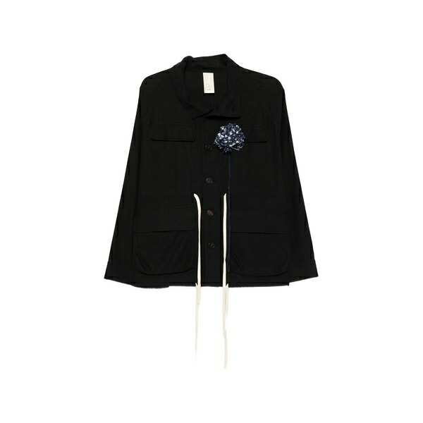 ソーオ レディース 上衣＆上衣 アウター Floral-appliqu?? drawstring jacket Black