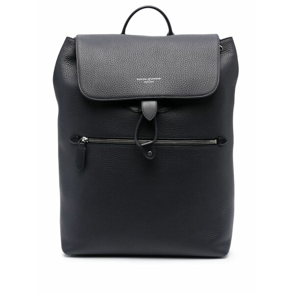 アスピナルオブロンドン メンズ うしろ側容器に並べる・背嚢 御徒面子 Reporter grained-leather backpack Blue