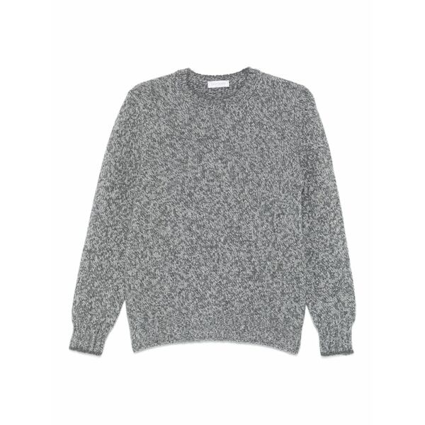 グランサッソ メンズ ニット&セーター アウター Speckled wool crew-neck sweater Grey｜asty