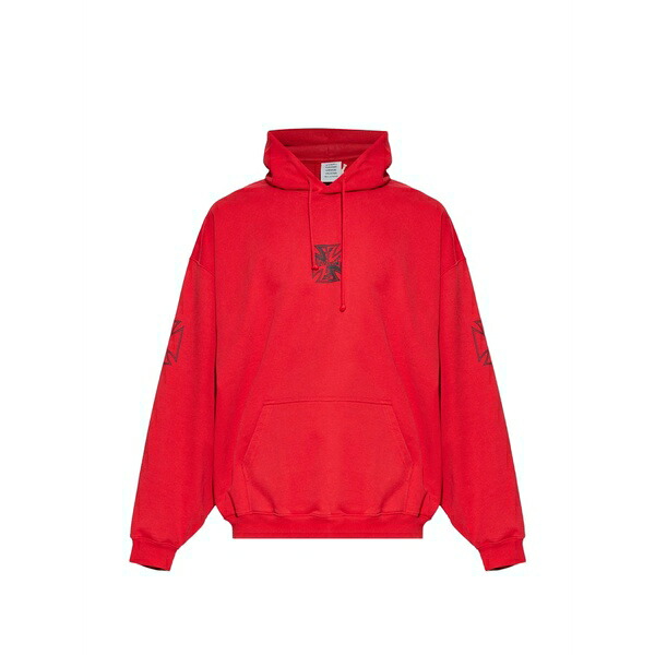ヴェトモン メンズ パーカー・スウェットシャツ アウター Graphic-print hoodie Red