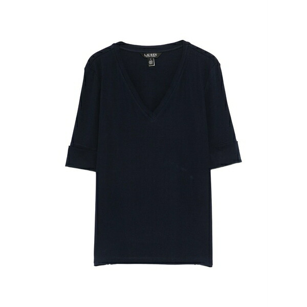 ラルフローレン レディース プルオーバー トップス Cuffed v-neck t-shirt Blue