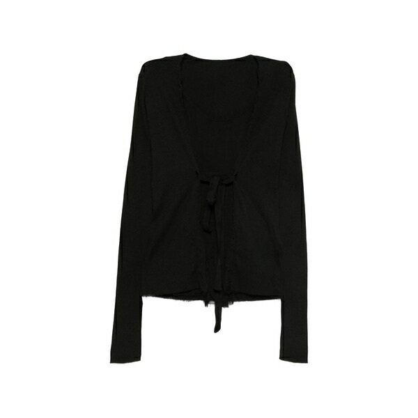 マスナダ レディース ティーシャツ トップス Ribbed tie-front cardigan Black