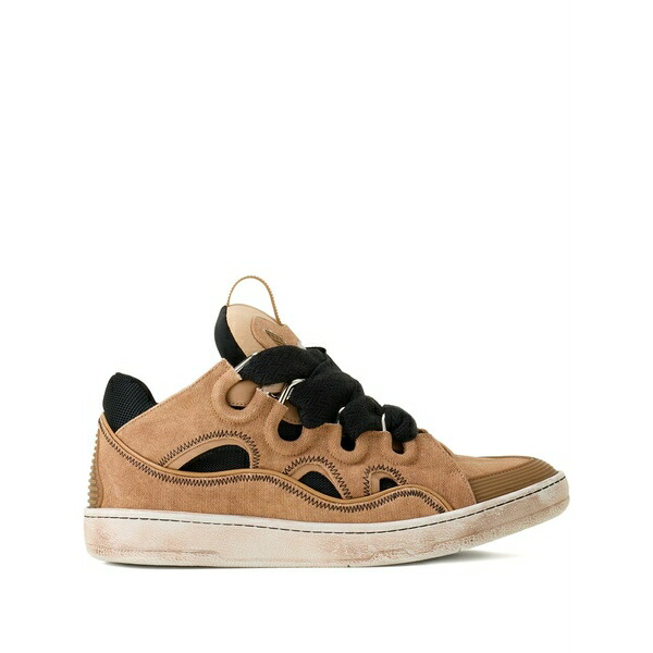 ランバン メンズ スニーカー シューズ Curb cut-out lace-up sneakers Neutrals