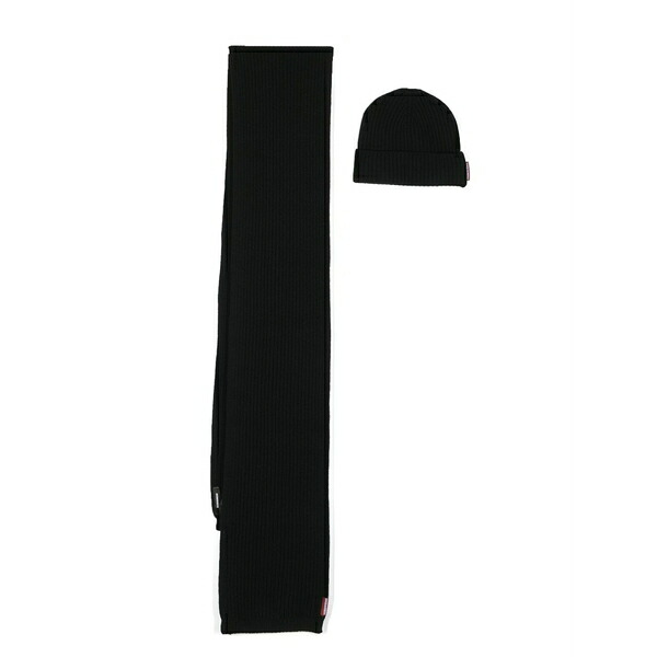 ディースクエアード メンズ 帽子 アクセサリー Wool scarf and beanie set Black|asty