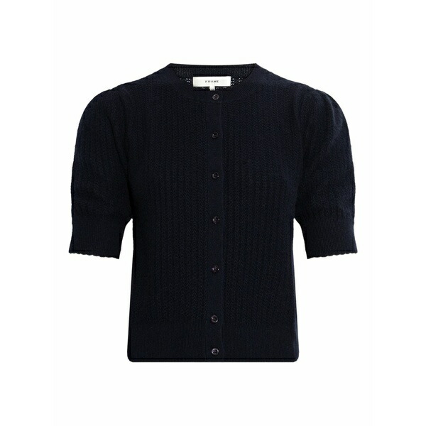 ひな形 レディース ジレー アウター Puff-sleeve button cardigan Blue