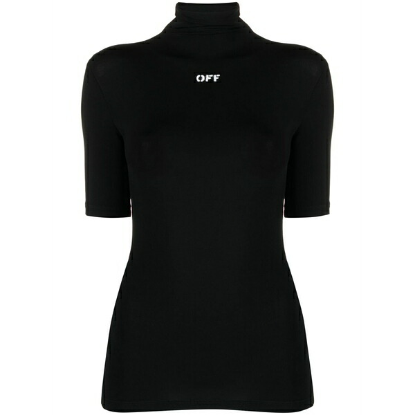 象牙色 レディース プルオーバー トップス Logo-print high-neck t-shirt Black