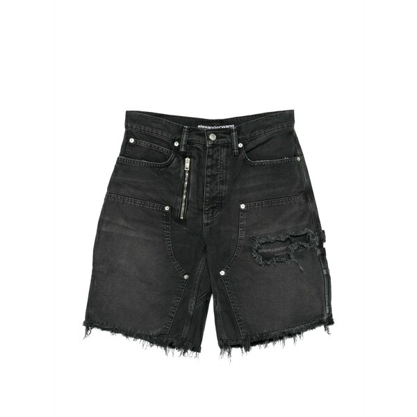 アレキサンダーワン レディース カジュアルパンツ ボトムス Zip mid-rise carpenter shorts Black｜asty
