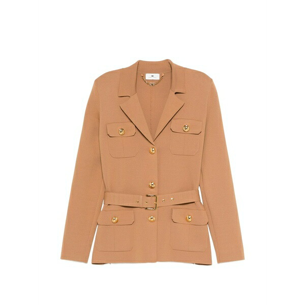 エリザベスフランキ レディース 上衣＆上衣 アウター Button belted jacket Neutrals