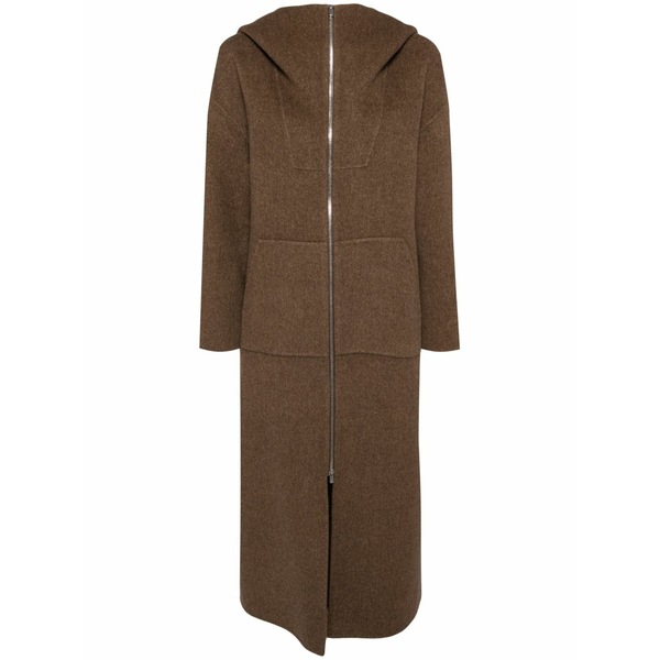 ゴエンジェイ レディース 厚地の外套 アウター Zip-up hooded coat Brown