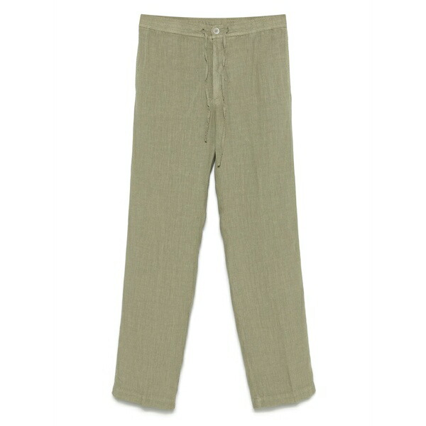 １２０％リノ メンズ 心地好いズボン下 ボトムス Linen trousers Green