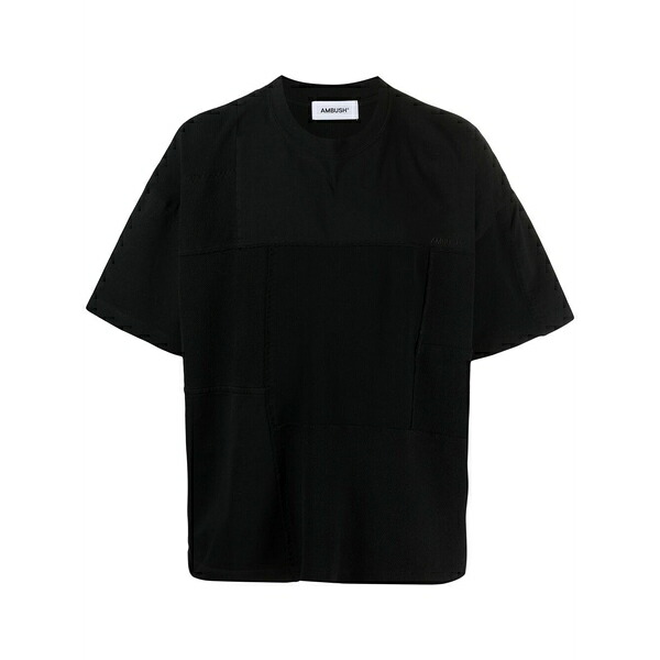 アンブッシュ メンズ プルオーバー トップス Logo-embroidered cotton t-shirt Black
