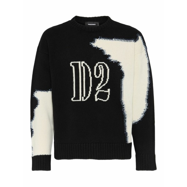 ディースクエアード メンズ 編み物\u0026プルオーバー アウター Intarsia-knit jumper Black
