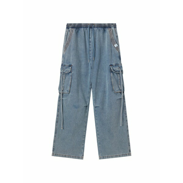 ミニ皮膚軟化剤 レディース ジーンズズボン下 ボトムス Strap-detail cargo jeans Blue