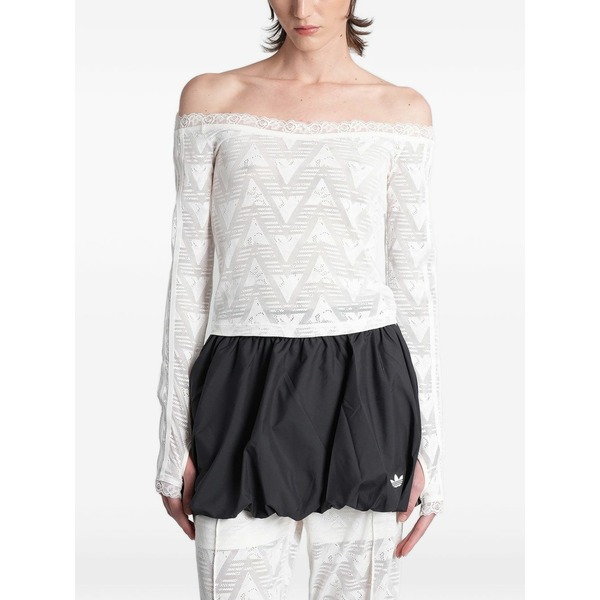 アディダス レディース プルオーバー トップス Lace off-the-shoulder top White