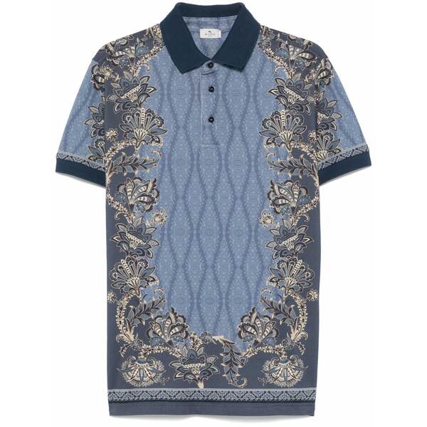 エトロ メンズ ポロシャツ トップス Paisley-print polo shirt Blue|asty