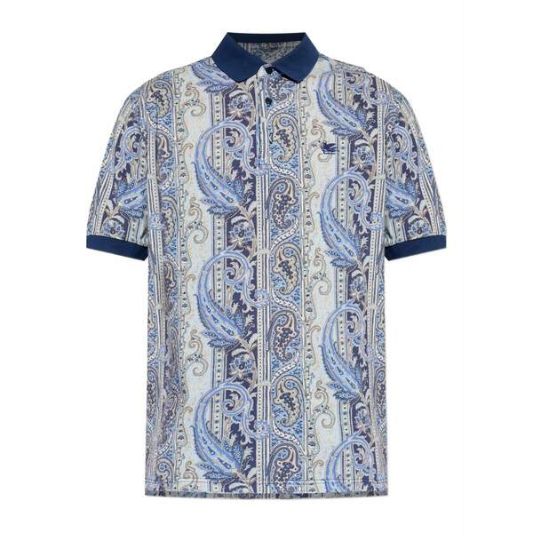 エトロ メンズ ポロシャツ トップス Paisley- buttoned polo shirt Blue|asty