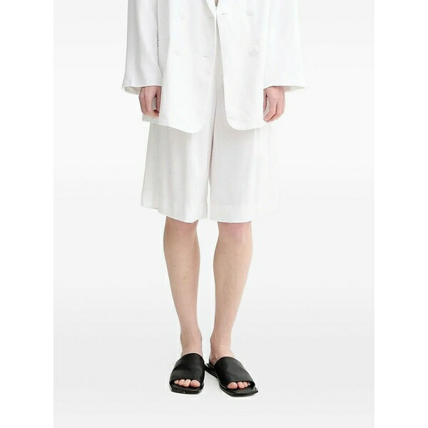 ゲタス レディース 心地好いズボン下 ボトムス Pleated high-waisted shorts White