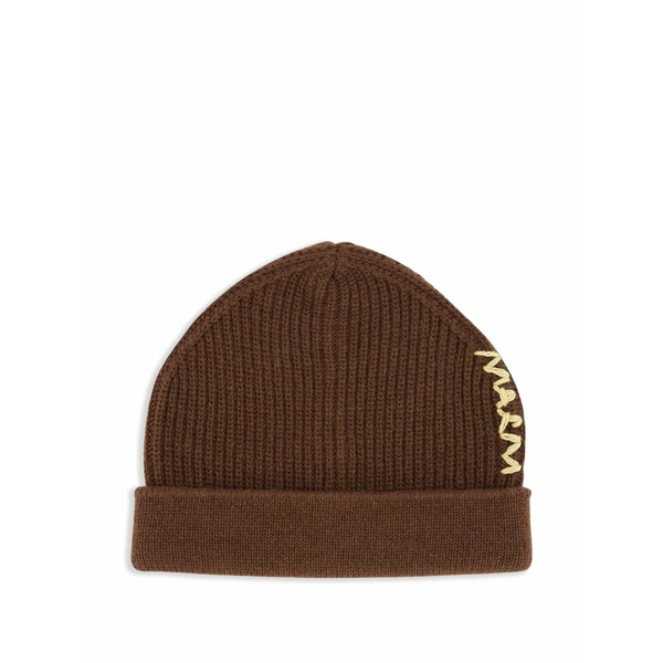 マルニ メンズ 鳥打ち帽 付属物 Virgin wool beanie hat Brown