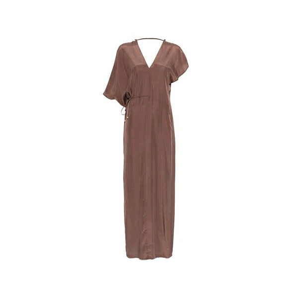 アリジ レディース ワンピース トップス Drawstring v-neck maxi dress Brown｜asty