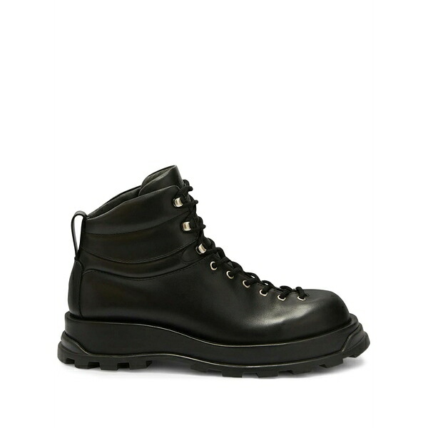 ジル・サンダー メンズ ブーツ シューズ Lace-up leather ankle boots Black｜asty