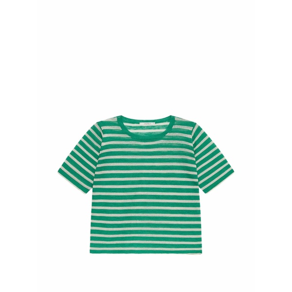 マリパルミ レディース Tシャツ トップス Striped round-neck t-shirt Green｜asty