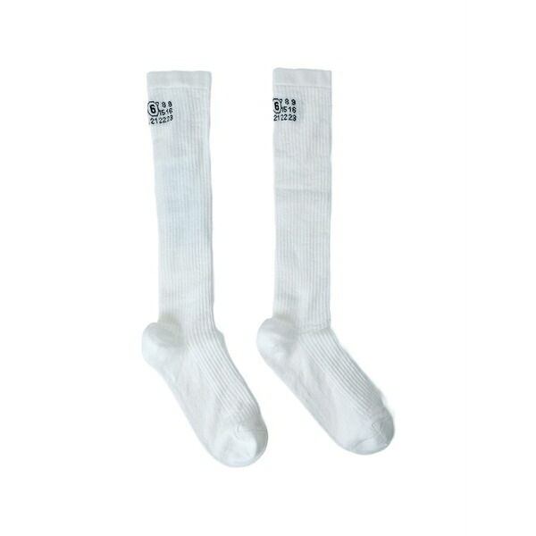 マルタンマルジェラ レディース ソックス アンダー御召しもの Ribbed-knit socks White