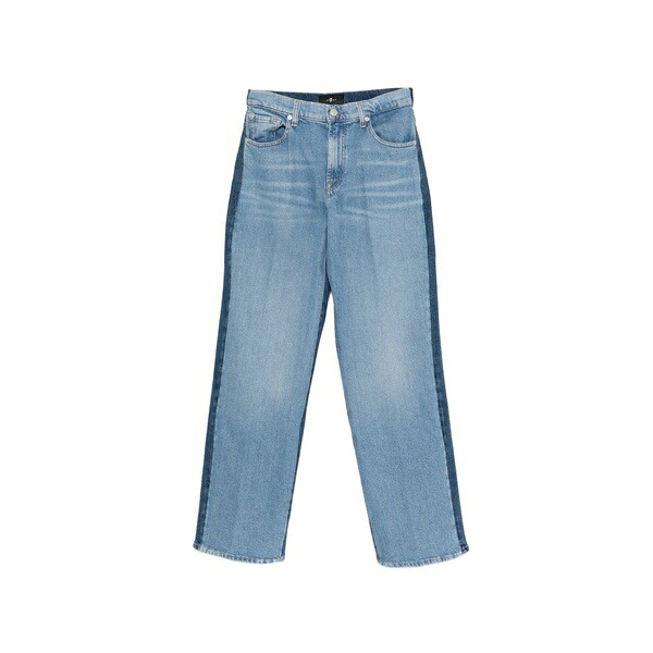 7フォーオールマンカインド レディース デニムパンツ ボトムス Contrast-panels straight-leg jeans Blue｜asty