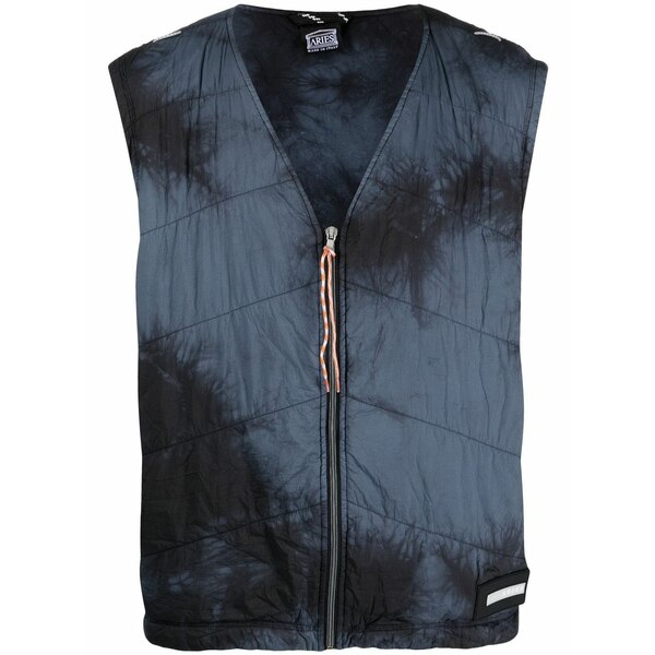アリーズ メンズ コート アウター Tie-dye gillet Black|asty
