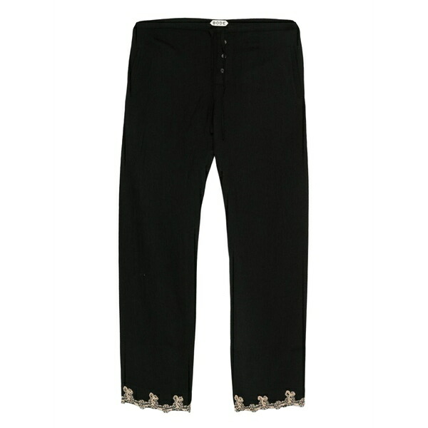 ボーディ メンズ カジュアルパンツ ボトムス Lace-trimmed drawstring trousers Black|asty