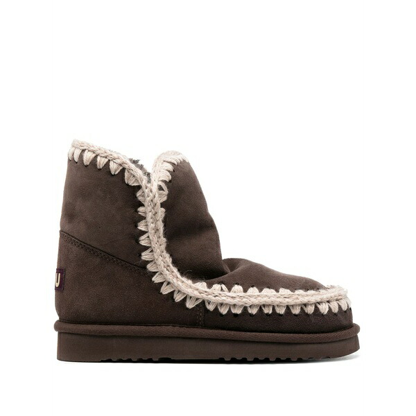 モウ レディース ブーツ シューズ Chunky slip-on leather boots Brown レディース靴-ブーツ-靴