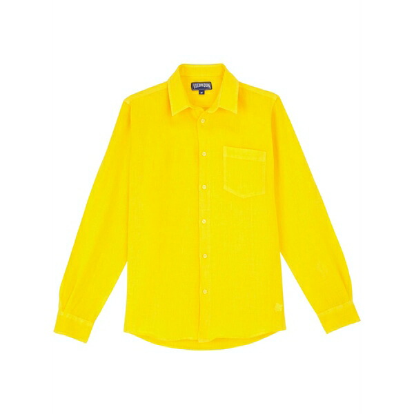 ヴィルブレクイン メンズ シャツ トップス Long-sleeve linen shirt Yellow|asty