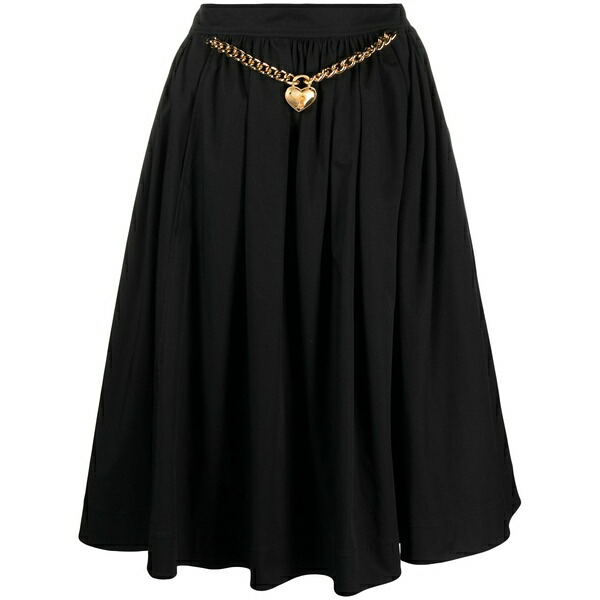 モスキーノ レディース スカート ボトムス Heart-charm ruched midi skirt Black｜asty
