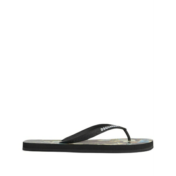 ディースクエアード メンズ サンダル シューズ Graphic-print flip flops Black