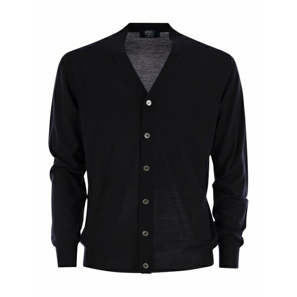 フェデーリ メンズ ジレー アウター V-neck buttoned cardigan Blue