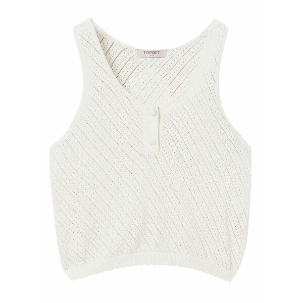 ツインセット レディース カットソー トップス Knitted sleeveless top White｜asty