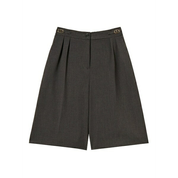 ツイン仕掛ける レディース 心地好いズボン下 ボトムス Pleated-front logo-detail shorts Grey
