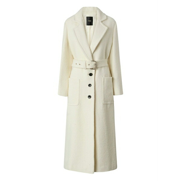 ピンコ レディース 厚地の外套 アウター Single-breasted belted coat White レディースファッション-コート・ジャケット