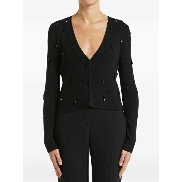 ペニー黒いこと レディース ジレー アウター Sequin-embellishment v-neck cardigan Black